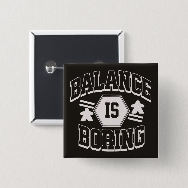 Black University Logo Meeple Board Game Phrase   Button (Front & Back)