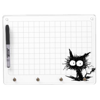 Black Unkempt Kitten Gabigabi Grid White Dry Erase Board With Keychain Holder by GabiGabi at Zazzle