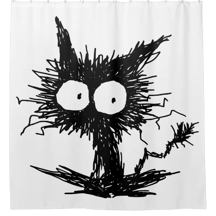 Black Unkempt Kitten Gabigabi Shower, Why Does My Shower Curtain Turn Black