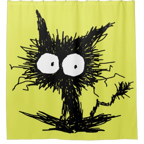 Black Unkempt Kitten GabiGabi Shower Curtain