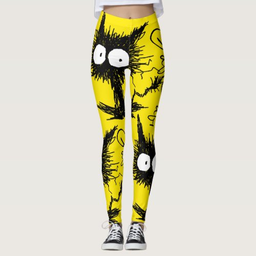 Black Unkempt Kitten GabiGabi Yellow Leggings