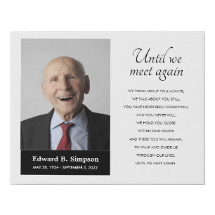 Black Until We Meet Again Memorial Poem With Photo Faux Canvas Print