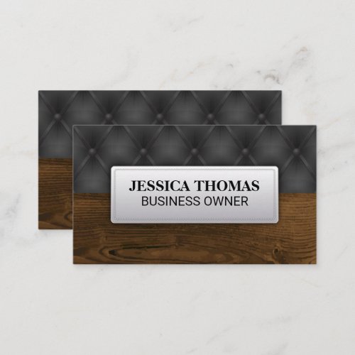 Black Upholstery  Wood Business Card