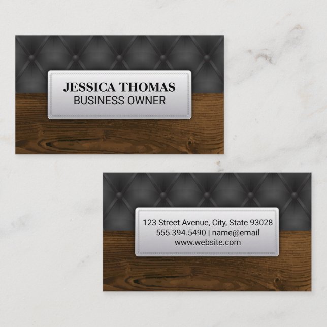 Black Upholstery | Wood Business Card (Front/Back)