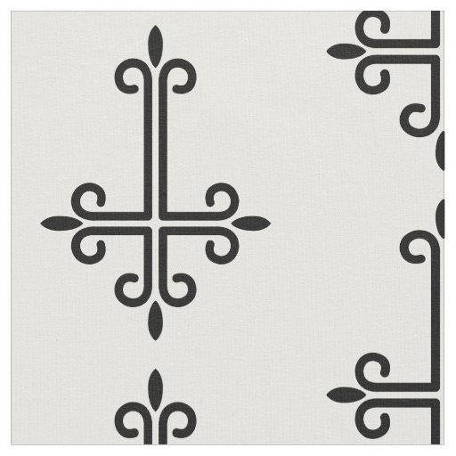 black upside down cross gothic halloween fabric
