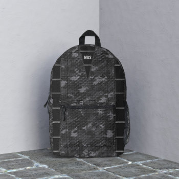 Black Urban Camo Monogram Printed Backpack by mothersdaisy at Zazzle