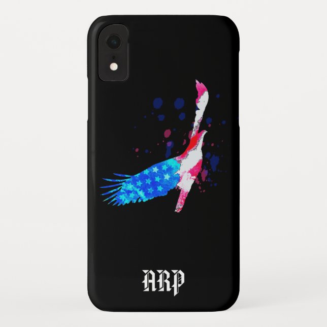 *~*  Black USA Flag Eagle American Red White Blue Case-Mate iPhone Case (Back)