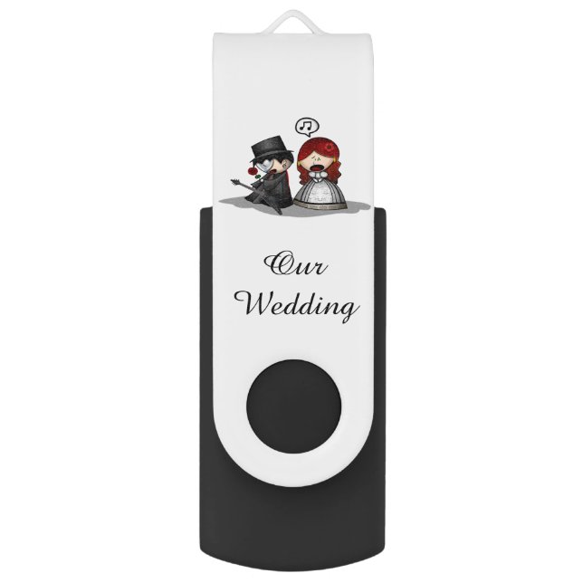 Black USB Flash Drive/Our Wedding Drive (Front Vertical)