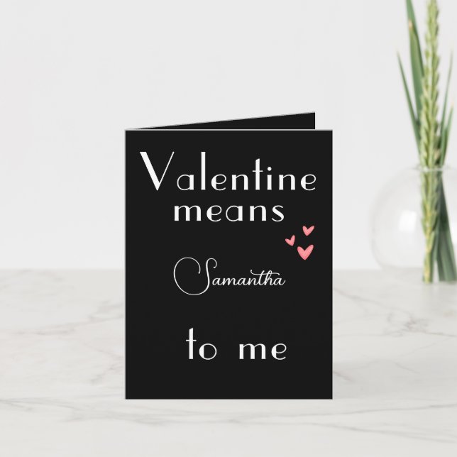 Black Valentine's Day Card with Customized Name  (Front)