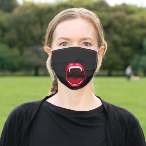 Black Vampire Fangs Adult Cloth Face Mask