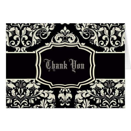 Black & Vanilla Cream Damask Card