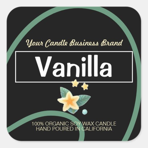 Black Vanilla Style Modern Soy Candles Labels 