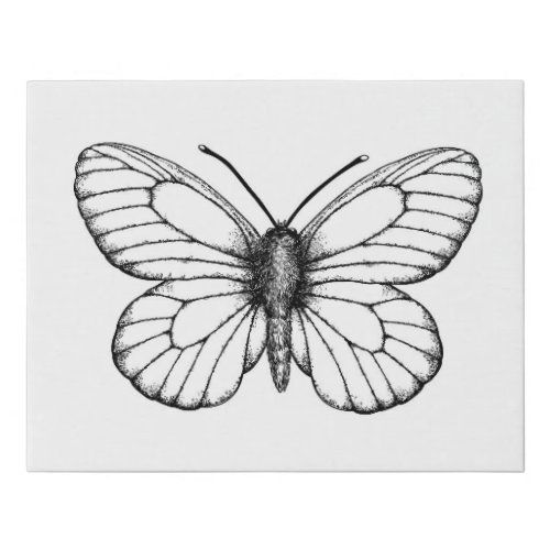 Black_veined white butterfly faux canvas print