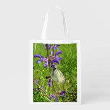 Black Veined White Butterfly Reusable Bag