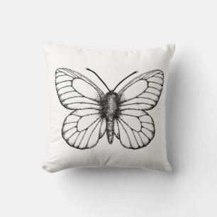 Black-veined white butterfly throw pillow