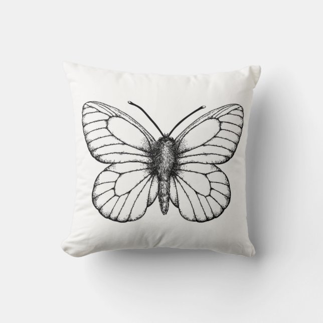 Black-veined white butterfly throw pillow (Front)