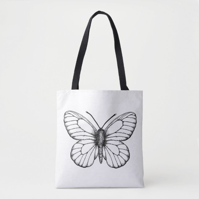 Black-veined white butterfly tote bag (Front)