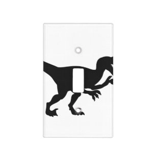 Black velociraptor dinosaur - Choose back color Light Switch Cover