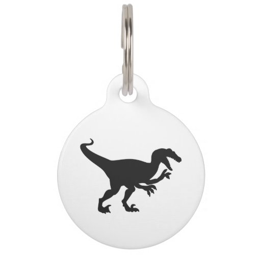 Black velociraptor dinosaur _ Choose back color Pet ID Tag