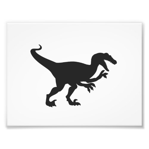 Black velociraptor dinosaur _ Choose back color Photo Print