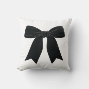 Black Velvet Bow Elegant Posh Trendy Throw Pillow