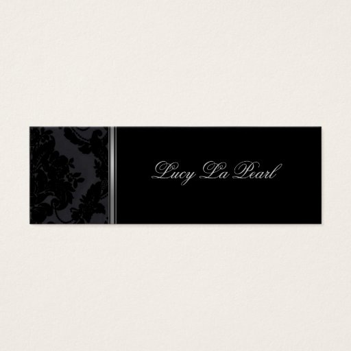 Customizable black velvet damask skinny card business card