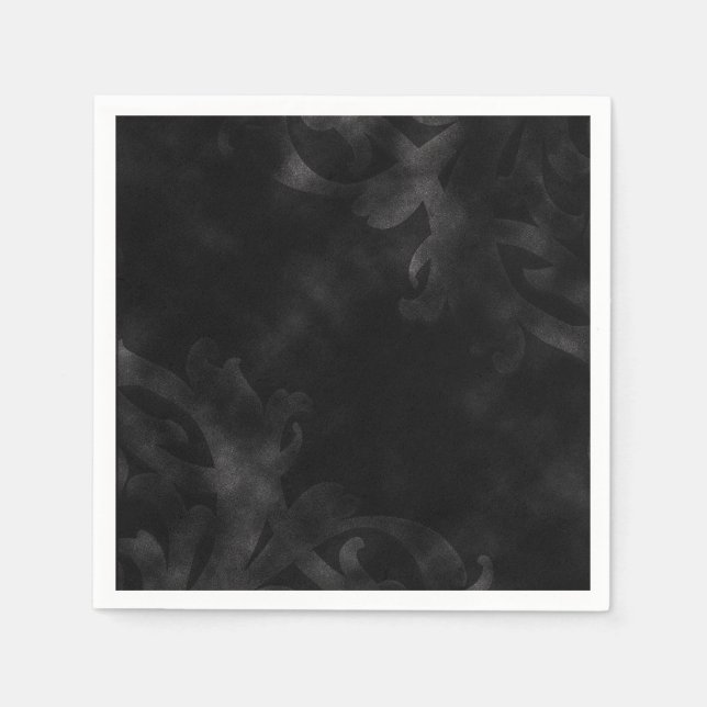 Black Velvet Elegant Vintage Glam Glamour Party Napkins (Front)