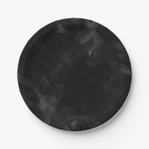 Black Velvet Elegant Vintage Glam Glamour Party Paper Plates