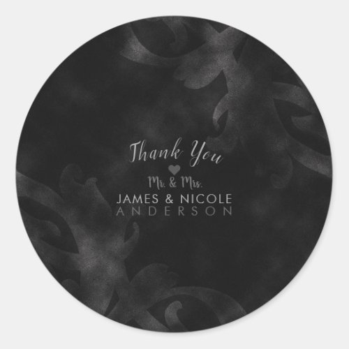 Black Velvet Elegant Vintage Glam Glamour Wedding Classic Round Sticker