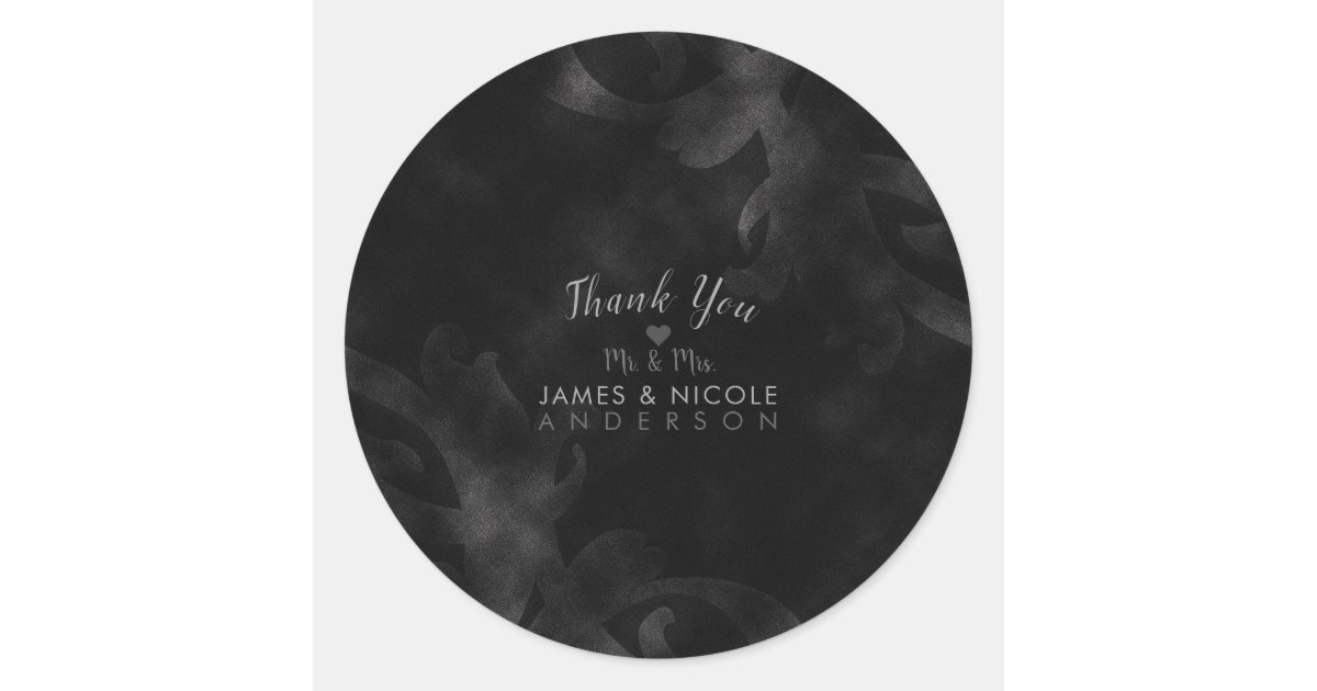 Black Velvet Elegant Vintage Glam Glamour Wedding Classic Round Sticker ...