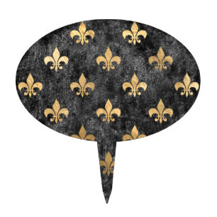 Black Velvet Fleur De Lis Mardi Gras Orleans Cake Topper