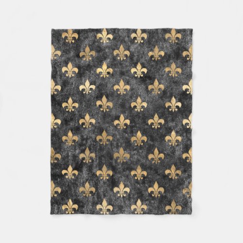 Black Velvet Fleur De Lis Mardi Gras Orleans Fleece Blanket