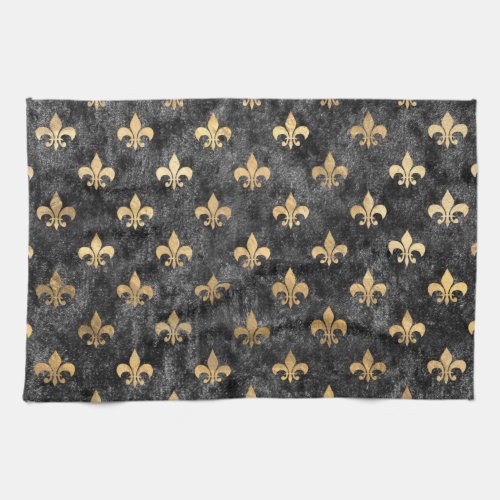 Black Velvet Fleur De Lis Mardi Gras Orleans Kitchen Towel