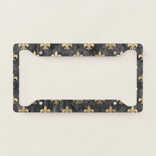 Black Velvet Fleur De Lis Mardi Gras Orleans License Plate Frame