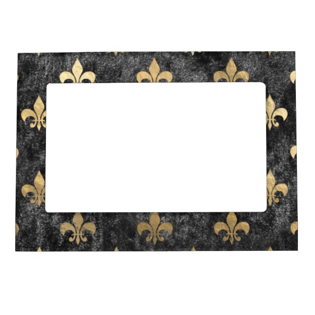 Black Velvet Fleur De Lis Mardi Gras Orleans Magnetic Frame (Front)