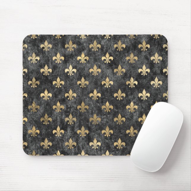 Black Velvet Fleur De Lis Mardi Gras Orleans Mouse Pad (With Mouse)