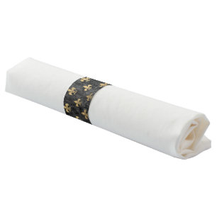 Black Velvet Fleur De Lis Mardi Gras Orleans Napkin Bands
