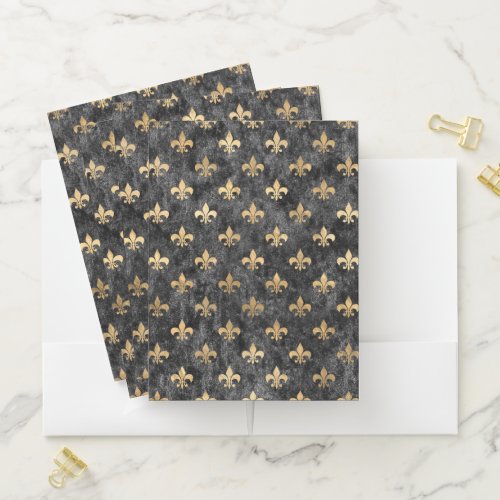 Black Velvet Fleur De Lis Mardi Gras Orleans Pocket Folder