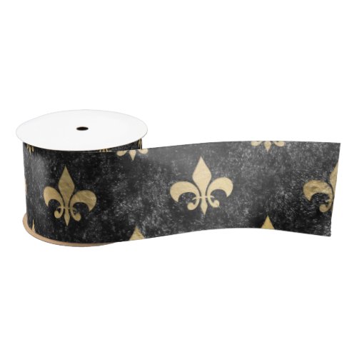 Black Velvet Fleur De Lis Mardi Gras Orleans Satin Ribbon