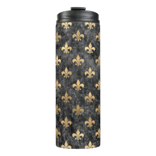 Black Velvet Fleur De Lis Mardi Gras Orleans Thermal Tumbler