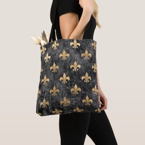 Black Velvet Fleur De Lis Mardi Gras Orleans Tote Bag