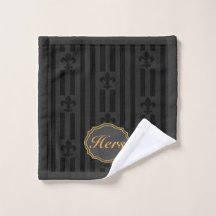 Black Velvet Fleur de Lis Wash Cloth