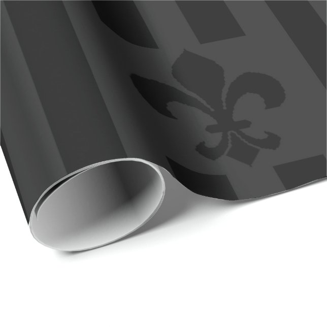 Black Velvet Fleur de Lis Wrapping Paper (Roll Corner)