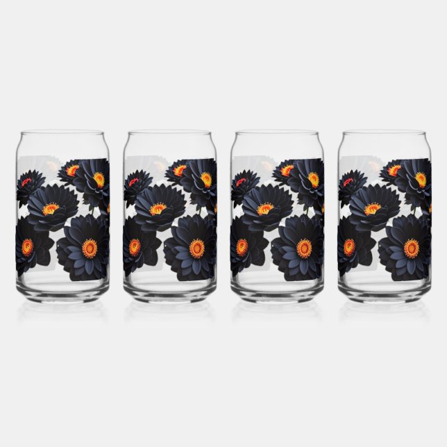 Black velvet flowers  can glass (Front)
