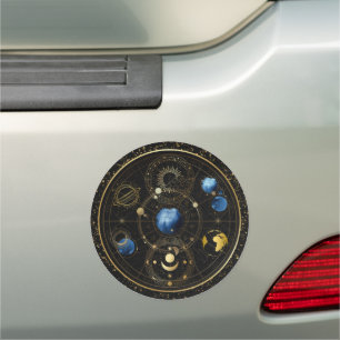 Black Velvet Gold Celestial Astrology Car Magnet