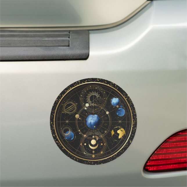 Black Velvet Gold Celestial Astrology Car Magnet (In Situ)