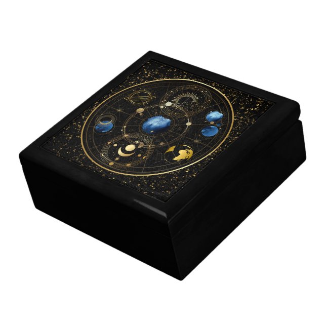 Black Velvet Gold Celestial Astrology Gift Box (Side)