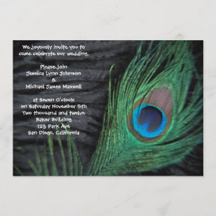 Black Velvet Peacock Wedding Invitation