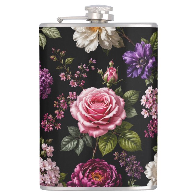 Black Velvet Rose  Flask (Front)
