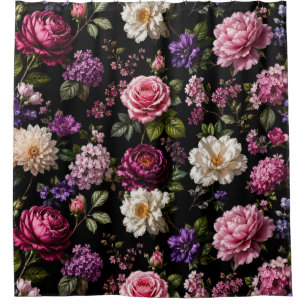 Black Velvet Rose Shower Curtain